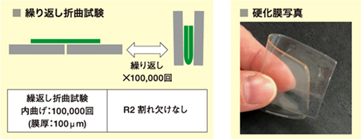 繰り返し折曲試験、硬化膜写真